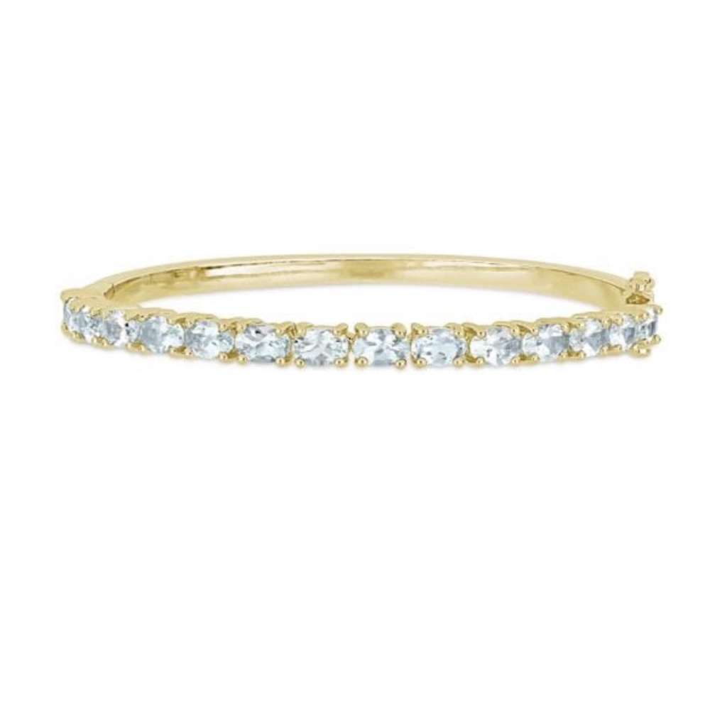 NWT Gold Sterling Silver & Aquamarine Bangle Bracelet